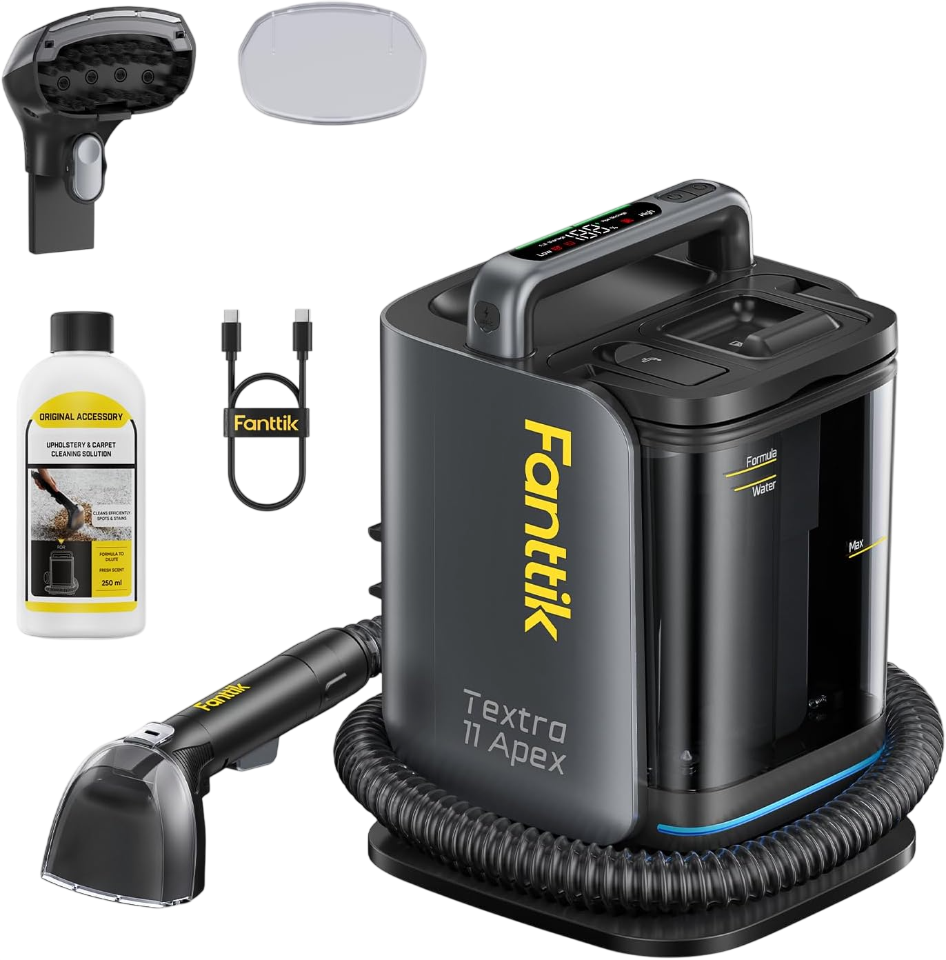 The Textra 11 Apex tackles deep-set dirt and stains on carpets and upholstery with cordless convenience, making spot cleaning quick and simple wherever it's needed.